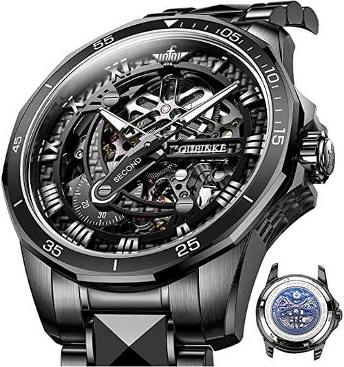 Leather Strap Skeleton Watch