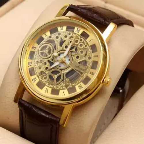 Leather Strap Skeleton Watch