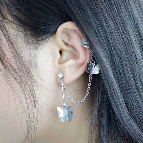Chain Pin Tassel Earrings