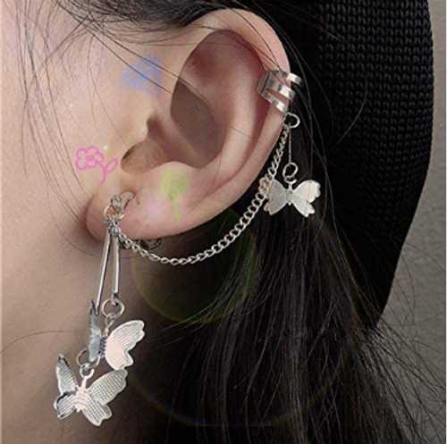 Chain Pin Tassel Earrings