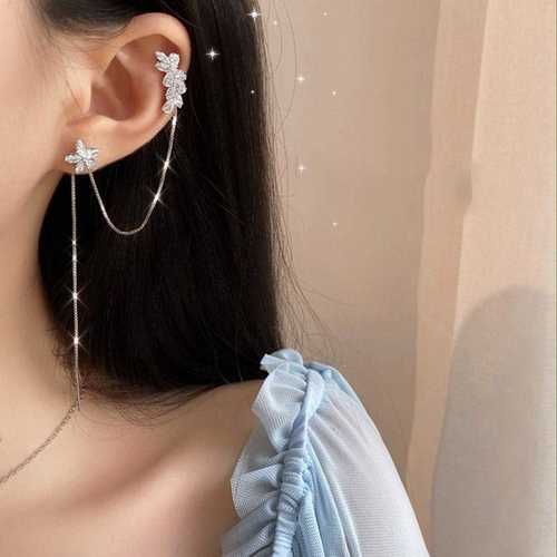Chain Pin Tassel Earrings